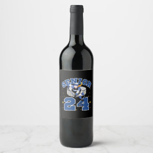 Funny Ice Hockey Senior 2024 Wine Label