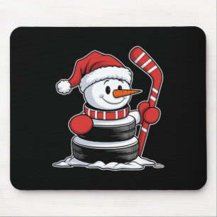 Funny Ice Hockey Snowman Santa Hat Christmas Gifts Mouse Pad