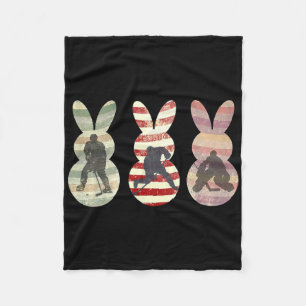 Funny Ice Hockey Sports Easter Bunny Rabbits Easte Fleece Blanket