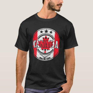 Funny Ice Hockey Stick Maple Leaf Canadian Flag Ca T-Shirt
