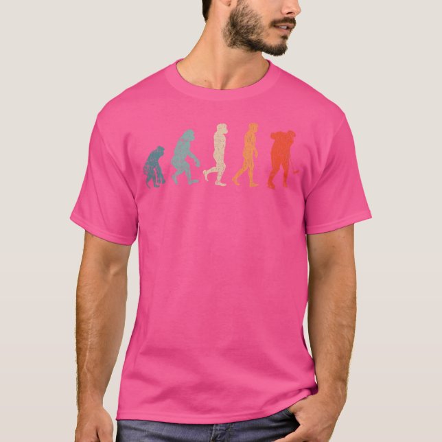 Funny Ice Hockey Stuff Evolution Hockey Player T-Shirt (Front)