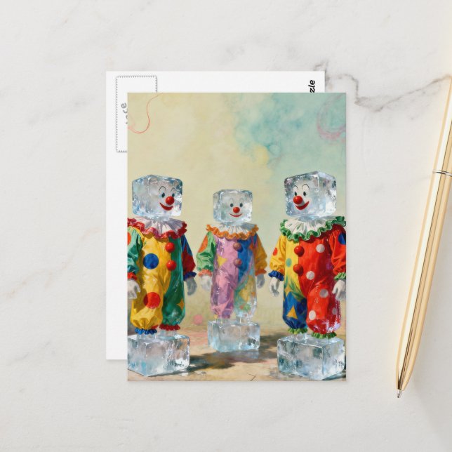 Funny icecube clowns unique and colorful  postcard (Front/Back In Situ)