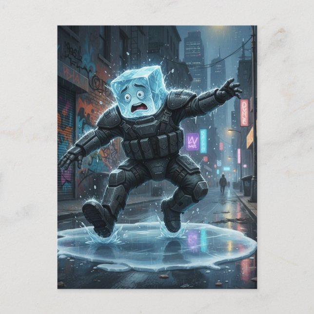 Funny icecube falling on ice  postcard (Front)