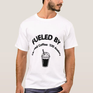 Funny Iced Coffee and Anxiety T-Shirt - %90 Coffee