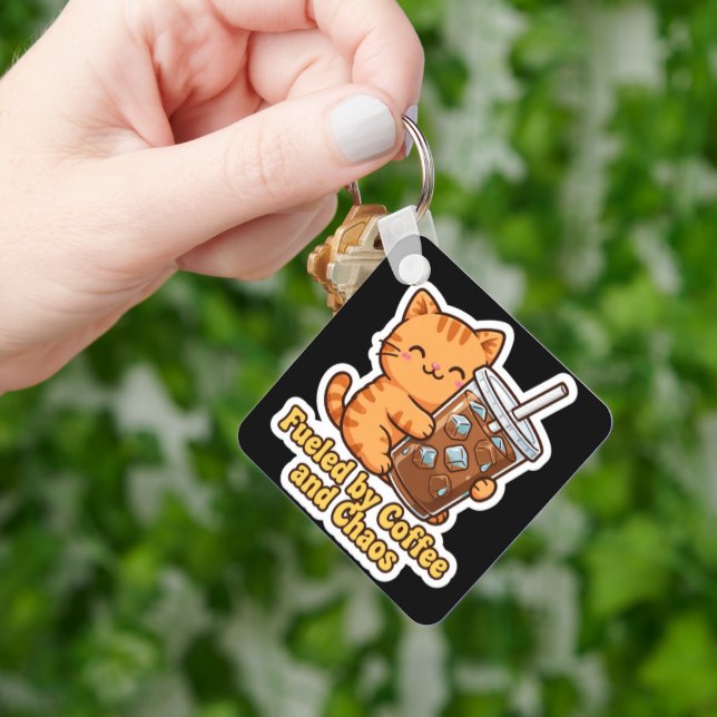 Funny Iced Coffee Lover Gift Key Ring (Hand)