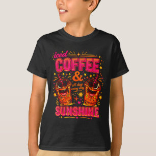 Funny iced coffee sunshine design cute pink orange T-Shirt