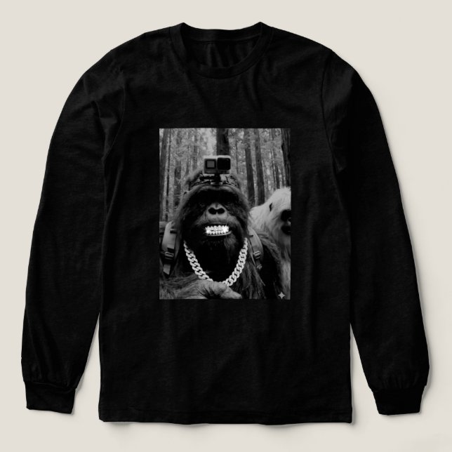 Funny iced  out  Bigfoot  camping Tri-Blend Shirt (Design Front)