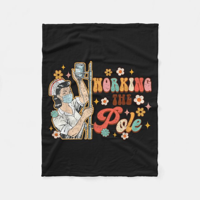 Funny ICU Nurse Emergency Nursing Groovy Fleece Blanket (Front)