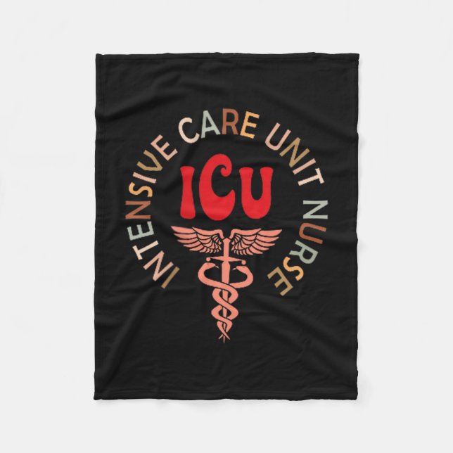 Funny Icu Nurse Intensive Care Unit Nurse Emergenc Fleece Blanket (Front)