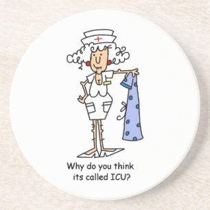 Funny ICU Nurse T-shirts and Gifts Coaster