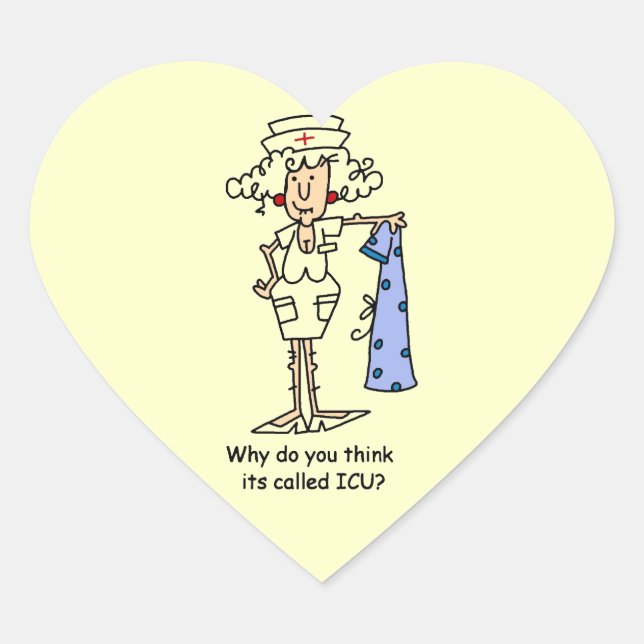 Funny ICU Nurse T-shirts and Gifts Heart Sticker (Front)