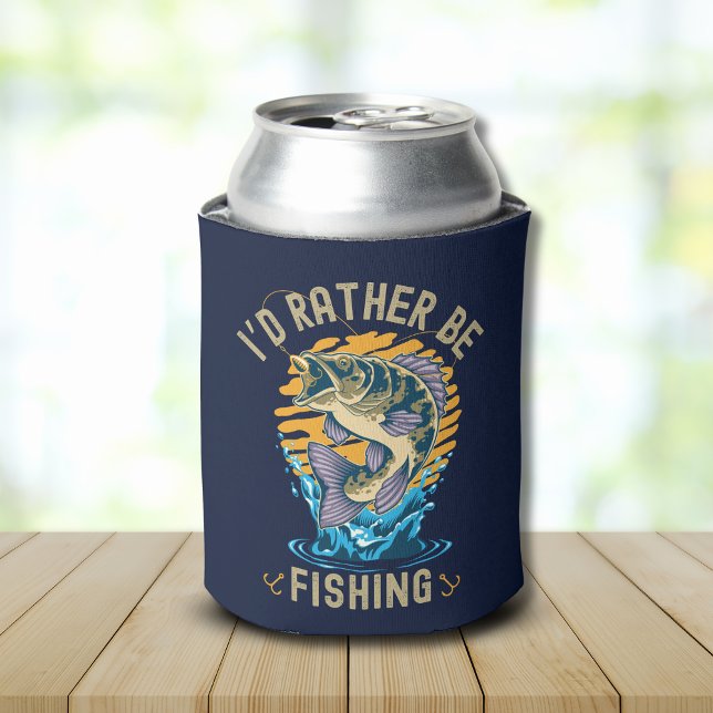 Funny I'd rather be fishing Can Cooler (Creator Uploaded)