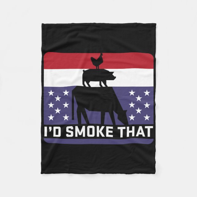 Funny I'd Smoke That Barbecue Retro Grilling Bbq  Fleece Blanket (Front)