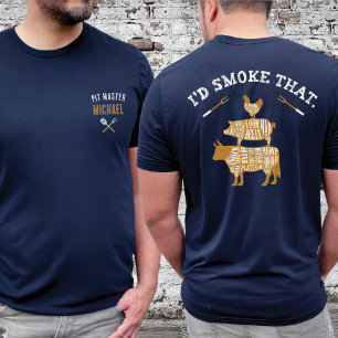 Funny Id Smoke That Custom Name Navy Grilling Dad T-Shirt