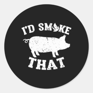 Funny I'd Smoke That Pork Pig Vintage Barbeque  Classic Round Sticker