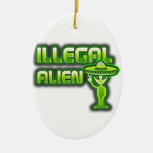 Funny Illegal Alien Ceramic Tree Decoration