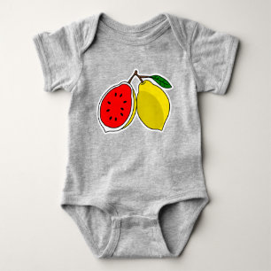 Funny Illustration of Lemon & Watermelon hybrid Baby Bodysuit