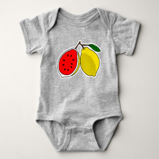 Funny Illustration of Lemon & Watermelon hybrid Baby Bodysuit