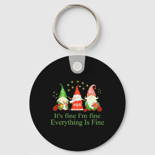 Funny I'm Fine Everything Is Fine Gnome Christmas  Key Ring