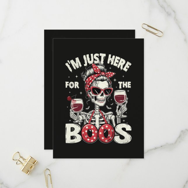  Funny I'm Just Here for The Boos Skeleton Invitation Postcard (Front/Back In Situ)