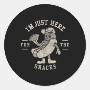 Funny I'm Just Here For The Snacks Hotdog Football Classic Round Sticker