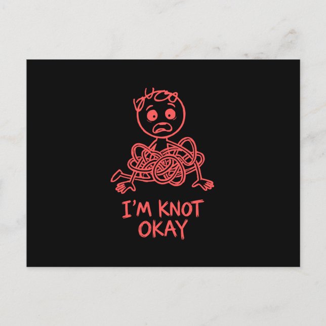 Funny Im Knot Okay Pun Tangled Stick Figure Postcard (Front)