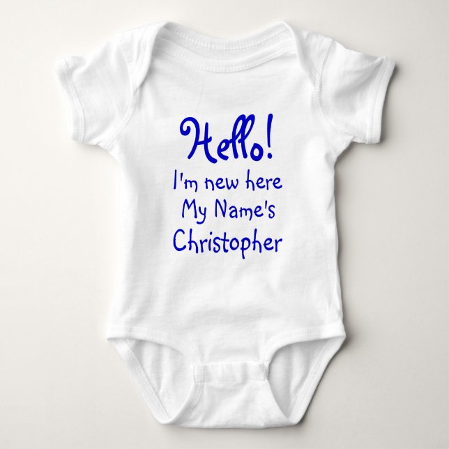 Funny I'm new here personalised text Baby Bodysuit (Front)