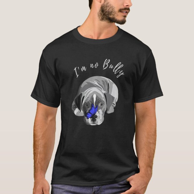 Funny Im No Bully Pit Bull Tee Puppy And Butterfly (Front)
