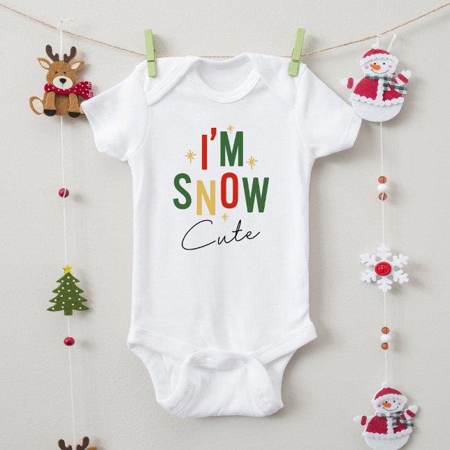 Funny I'm Snow Cute Christmas Holiday Baby Bodysuit (Creator Uploaded)