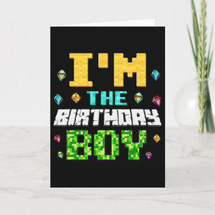 Funny I'm The Birthday Boy Kids Gamer Pixel  Card