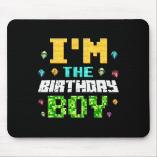 Funny I'm The Birthday Boy Kids Gamer Pixel  Mouse Pad