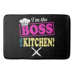 Funny Im The Boss In This Kitchen T-shirt Cooking Bath Mat