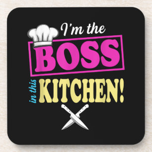 Funny Im The Boss In This Kitchen T-shirt Cooking  Coaster