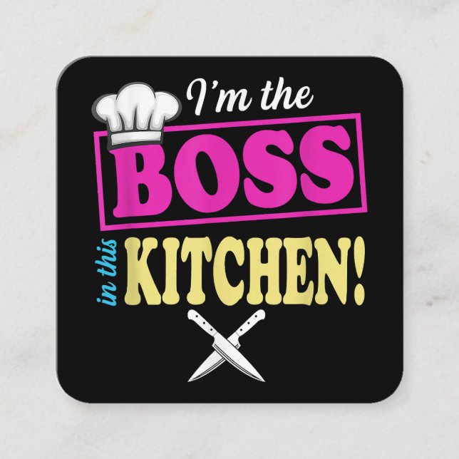 Funny Im The Boss In This Kitchen T-shirt Cooking  Square Business Card (Front)