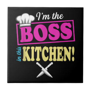 Funny Im The Boss In This Kitchen T-shirt Cooking Tile