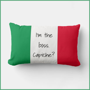 Funny I'm the Boss Italian Flag Throw Pillow