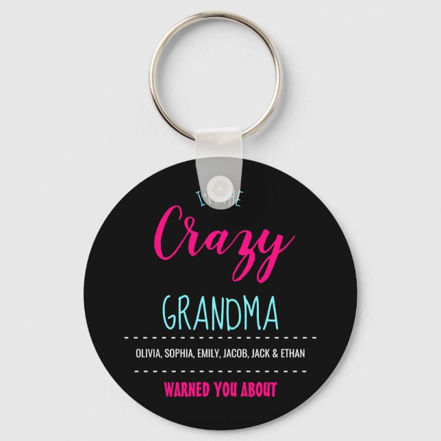 Funny I'm the Crazy Grandma Mother's Black Key Ring (Front)