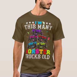 Funny Im This Many Monster Truck Old 5th Birthday T-Shirt