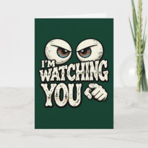 Funny "I'M WATCHING YOU" Retro Eyes Greeting Card 