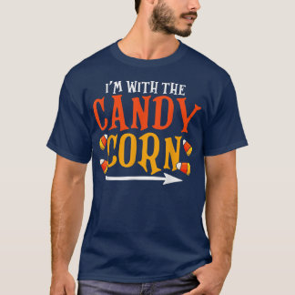 Funny Im With Candy Corn Halloween matching Couple T-Shirt