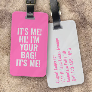 Funny I'm Your Bag Retro Y2K Silver Pink Luggage Tag