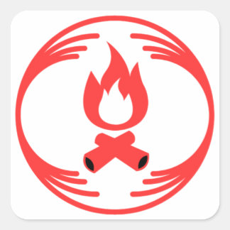 Funny image in the middle of a funny design square sticker