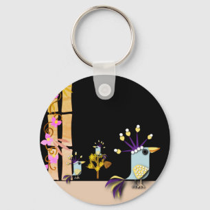 Funny Imaginary Birds  Key Ring