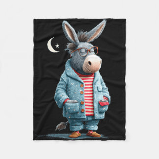 Funny in pajama for sleepwear and donkeys  fleece blanket