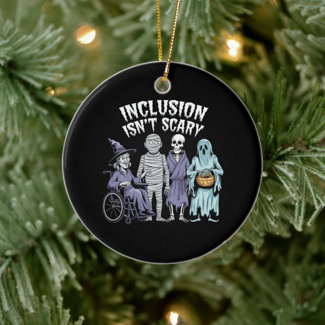Funny Inclusion Isn't Scary Teacher Halloween 2024 Ceramic Tree Decoration (Tree)