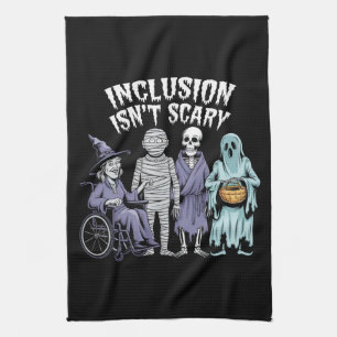 Funny Inclusion Isn't Scary Teacher Halloween 2024 Tea Towel