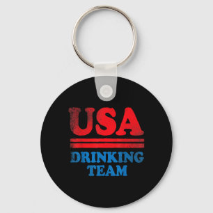 Funny Independence Day apparel USA Drinking Team Key Ring