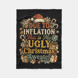 Funny Inflation Ugly Christmas Sweater Retro Vinta Fleece Blanket