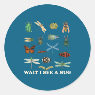 Funny Insect Quote Wait I See A Bug Idea  Classic Round Sticker
