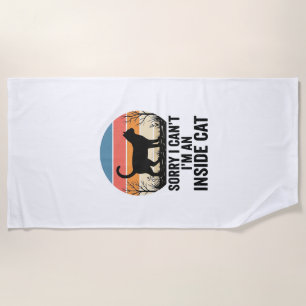 Funny Inside Cat Vintage Cat Lover Design_1 Beach Towel